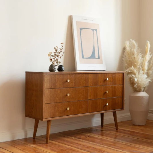 CASSETTIERA VINTAGE CON POMELLI OTTONE