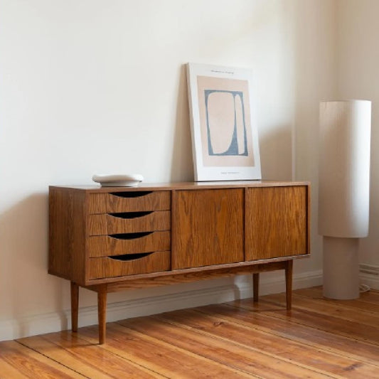 CREDENZA VINTAGE CASSETTI E SPORTELLI SENZA MANIGLIA