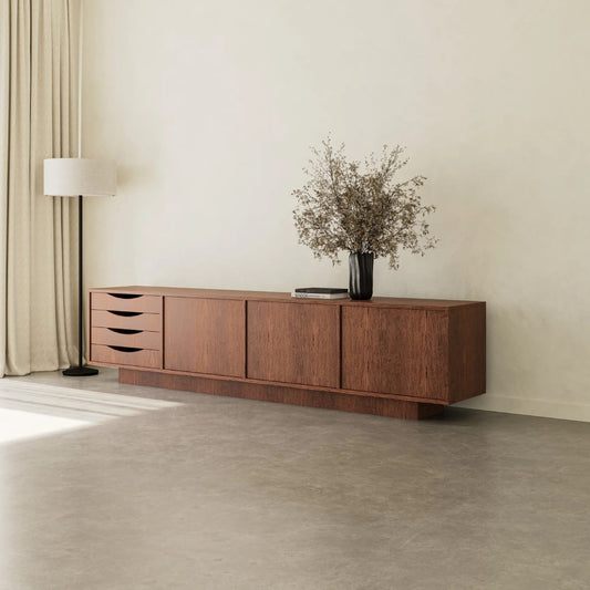CREDENZA VINTAGE (MOBILE TV) CON BASE E CASSETTI SENZA MANIGLIA
